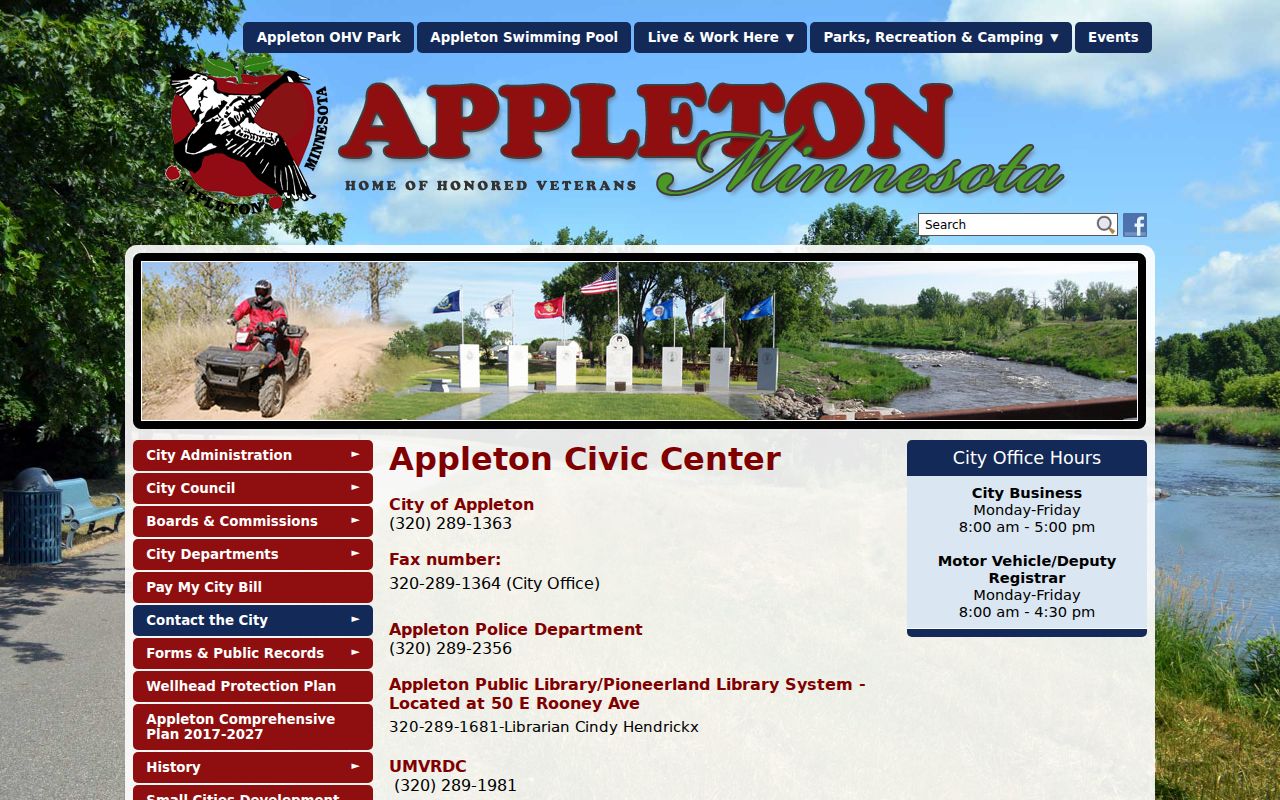 Appleton city office and warrant records contact display