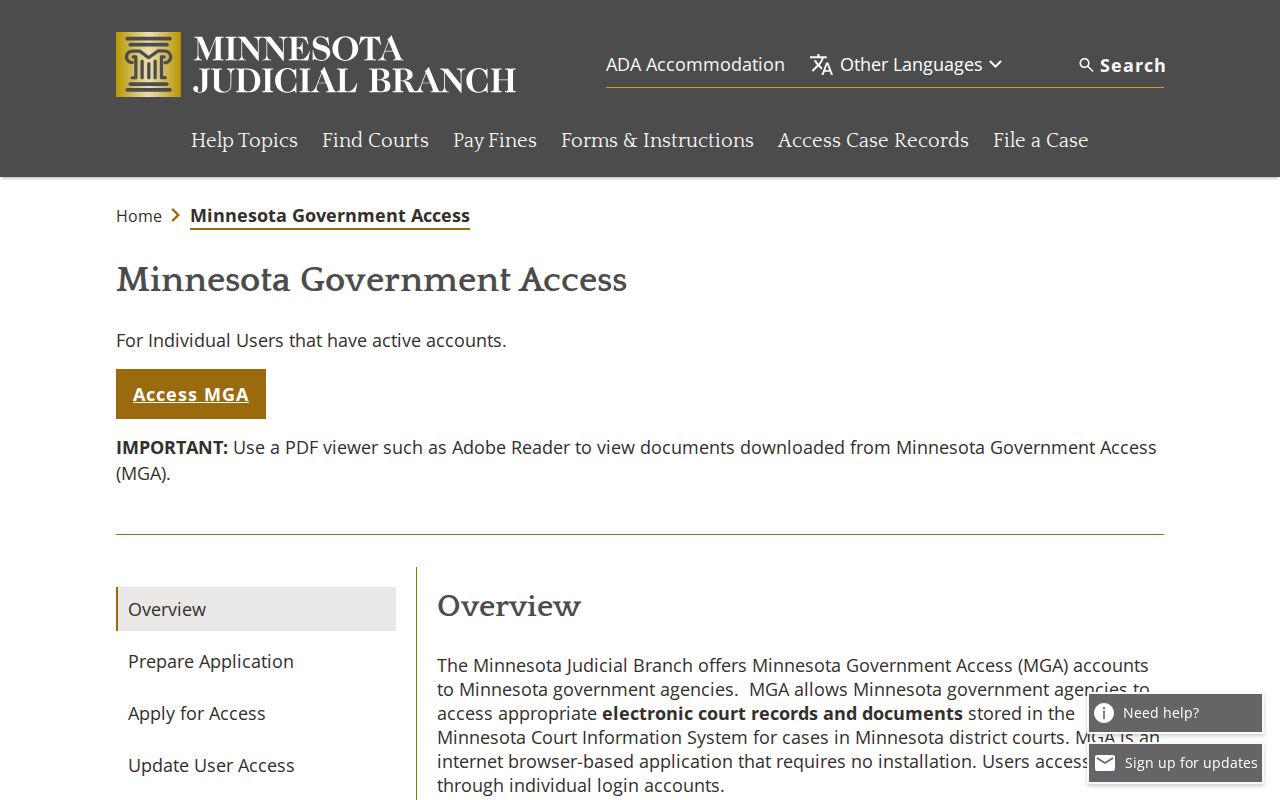 Swift County warrant records and the government-only Minnesota court access system
