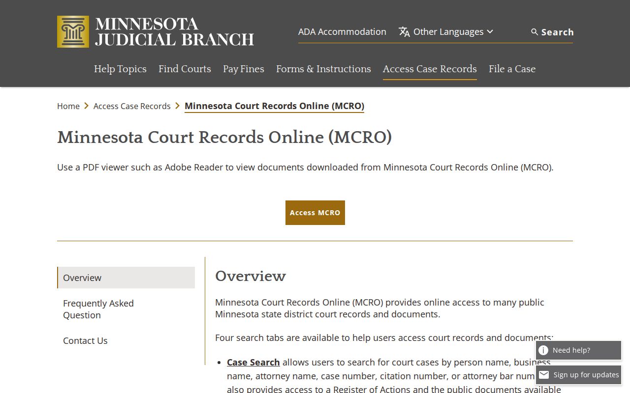 Swift County most wanted check through the Minnesota Judicial Branch case records system